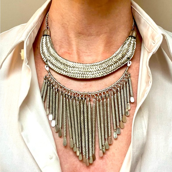 Handmade Fringed Bib Necklace - Picture 1 of 3